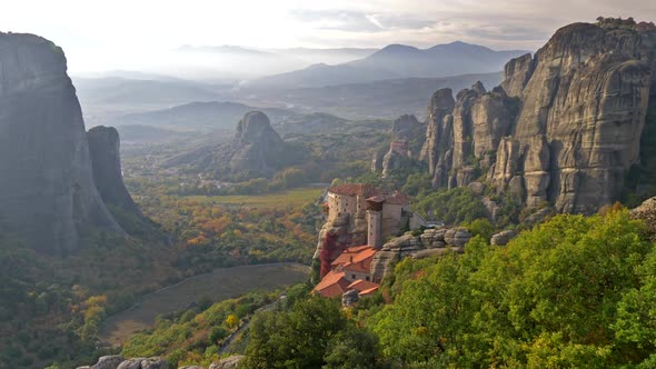 Eastern Orthodox Christianity Monasteries on Meteora Rock Formation in the Plain of Thessaly, Greece