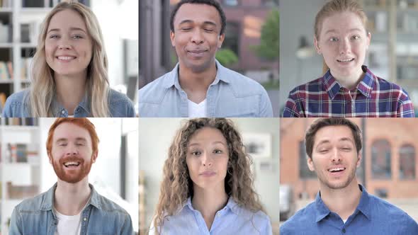 Collage of Young People Talking for Video Chat