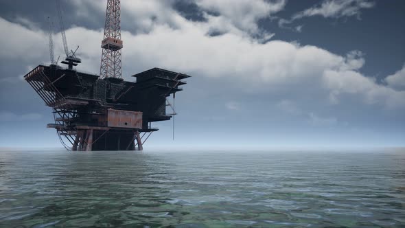 Large Pacific Ocean Offshore Oil Rig Drilling Platform alt