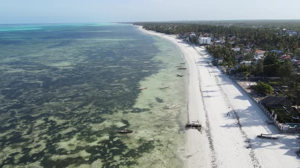 Zanzibar Tanzania  Aerial View of the Ocean Near the Shore of the Island Slow Motion