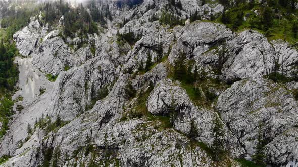 Rock fall on the Traunstein in Gmunden in Upper Austria drone video