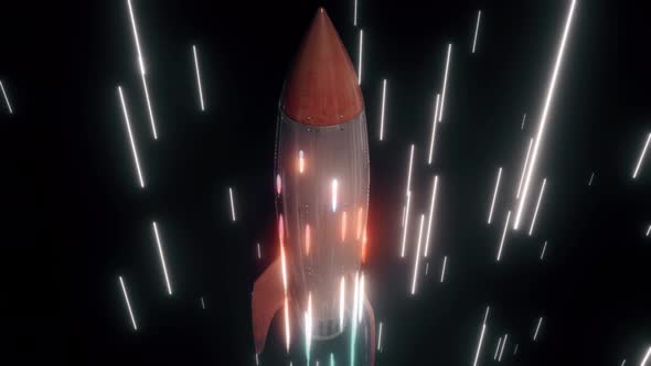 Space Rocket Flying In Space With High Lightspeed 4k