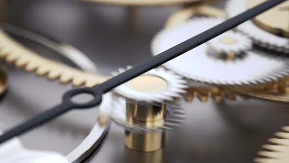 Clock Countdown Mechanism with Rotating Arrow and Gears