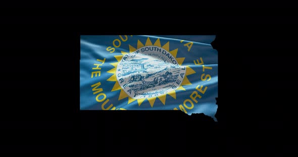 South Dakota state flag waving animation background