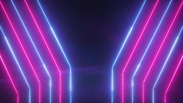 Neon Glowing Lines Motion Background