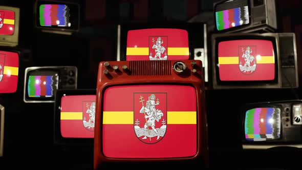 Flag of Vilnius, the capital of Lithuania, on Retro TVs.