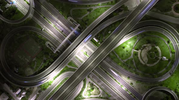 4K : Aerial time lapse in motion drone shot of freeway and interstate traffic