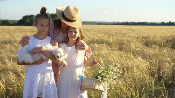 Happy Family Playing in a Wheat Field