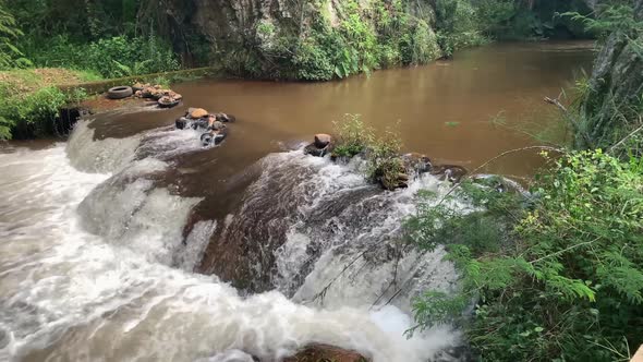 Some man-made engineering was built into this horseshoe waterfall