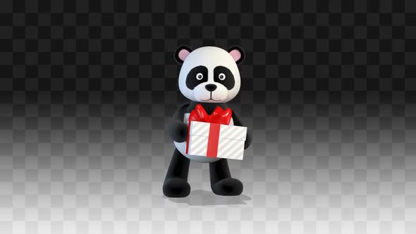Panda Bear Dancing With A Gift