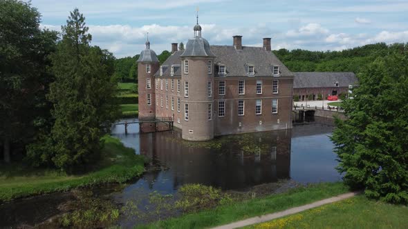 Castle Slangenburg in the Achterhoek, Gelderland, the Netherlands, Aerial