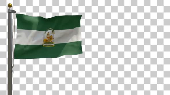 Andalusia Flag on Flagpole with Alpha Channel - 4K