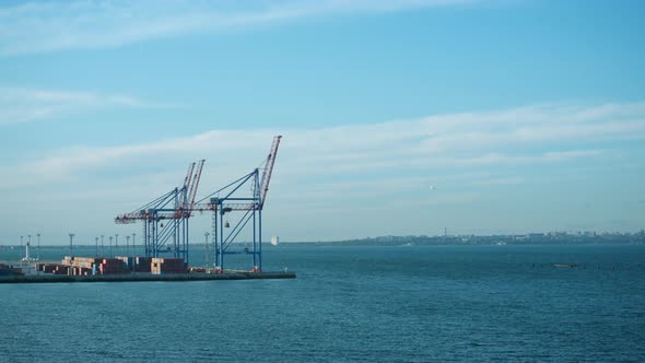 Sea Port Cargo Terminal on Calm Sunny Morning