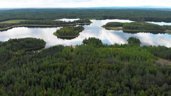 4K Drone Video of Chena Lake Recreation Areas and Campground near North Pole, Alaska