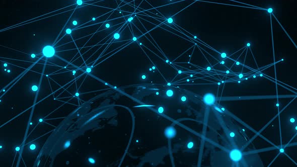 Abstract Space Network Over Earth Globe alt