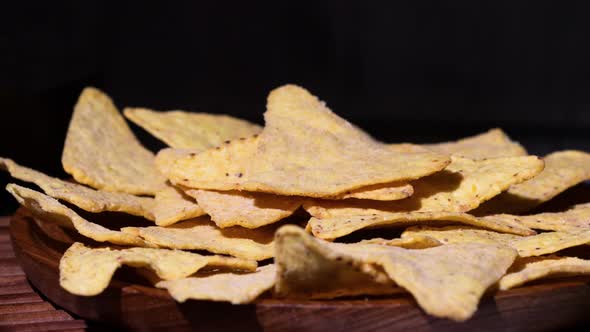 Nachos Lie in A Wooden Rotating Plate