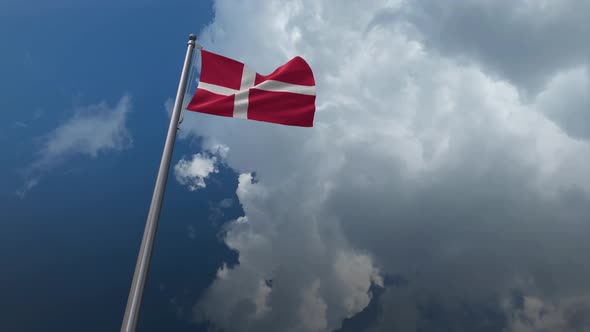 Denmark Flag Waving 4K