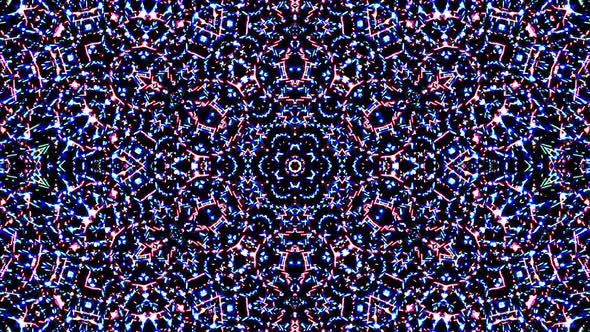 colorful lines glowing waves flower shape background kaleidoscope abstract