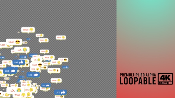 Social Message Reaction Transition Left Screen Loop Alpha Channel
