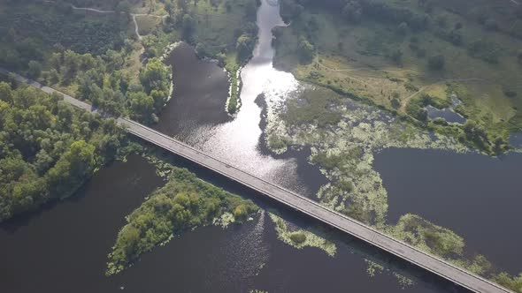 Auto Road Bridge Over Desna River in Chernihiv Region, Ukraine