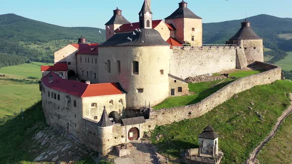 Aerial view of Krasna Horka castle in Slovakia