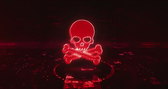 Skull pirate and online cyberattack symbol cyber concept