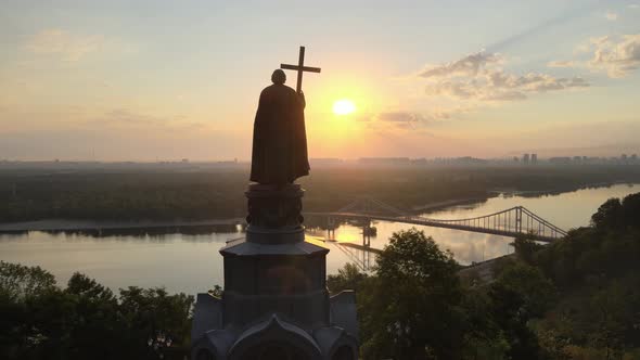 Monument To Vladimir the Great at Dawn in the Morning. Kyiv, Ukraine