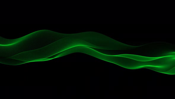 Green Color Digital Particle Line Wave Animation