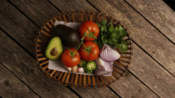 Rotating Shot of Beautiful, Fresh Vegetables on A Wooden Surface