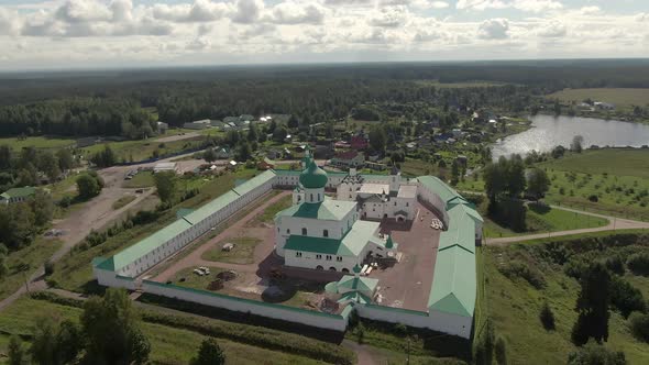 Alexander Svirsky Monastery Beautiful Summer Aerial Footage