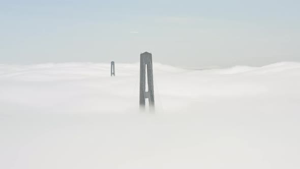 Aerial View of the Top of the Pylons of the Russian Bridge