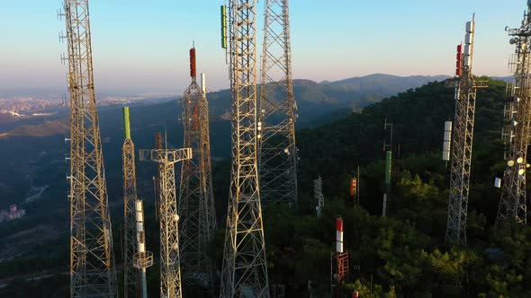 Communication Signal Towers with Antennas