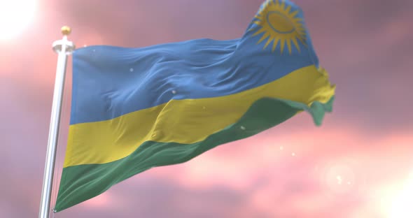 Flag of Rwanda at Sunset