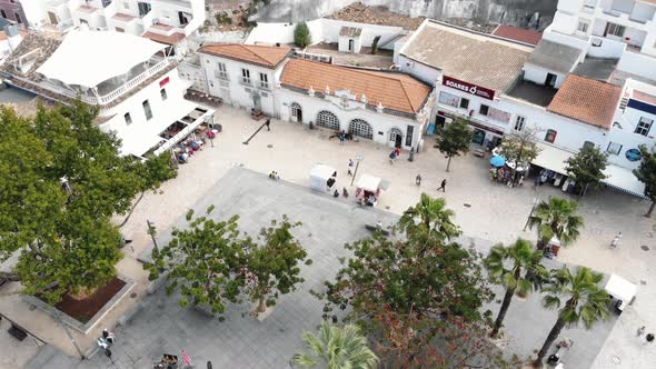 Historic Old town square near Pescadores beach in Albufeira, in Algarve, Portugal