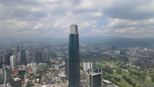 Aerial view one of the building landmarks in Kuala Lumpur
