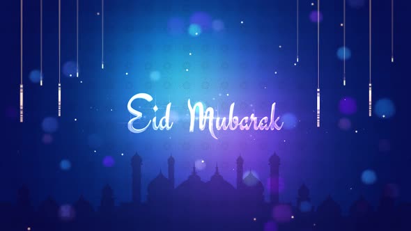 beautiful ramadan eid mubarak background with 3d text revealing