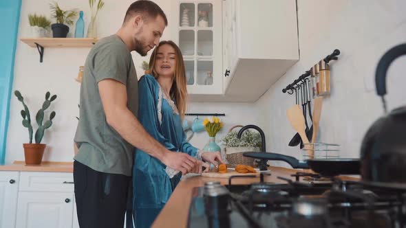 Couple in Love in the Kitchen