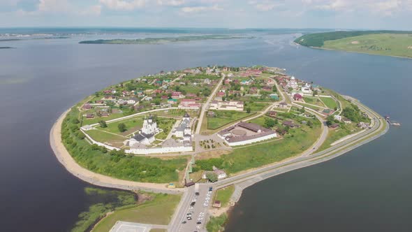 A Town-island Sviyazhsk in Russia Surrounded By the River - Several Religious Buildings Placed on alt