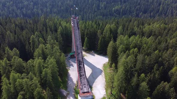 Aerial View of Trampoline Olympic Italia  Ski Jumping Slide Built for Winter Olympics in 1956