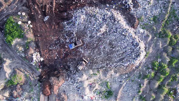 Aerial View of Stack of Different Types of Large Mountain Garbage Pile