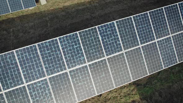 Flying Low Over a Solar Power Plant Panel