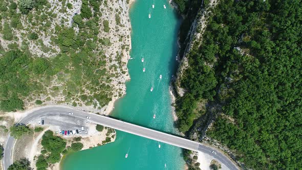 The Verdon Gorges in the Verdon Regional Natural Park in France from the sky