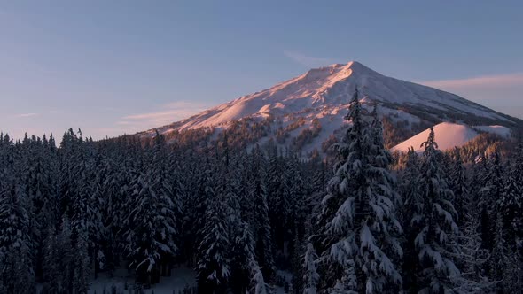 Snowy Mountain At Sunrise