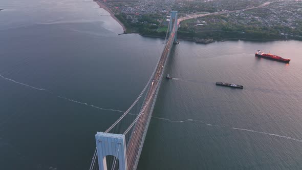 Verrazano Bridge and the East River in New York City