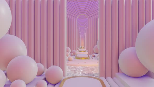 Abstract Scene Pastel Color With Geometry Tunnel 02 4K alt