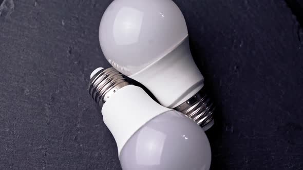 led light bulbs on black background