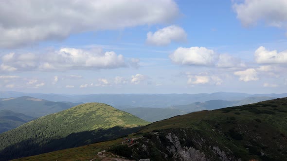 Mountain landscape timelapse moving clouds in Ukraine