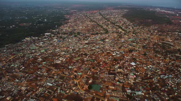 aerial view of vietnam Asia ultra populated suburban area with crowded tiny house and population gro