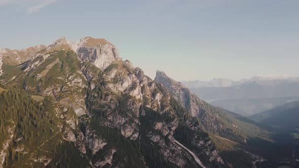 Mountains Top View at Sunrise Dolomites in Italy