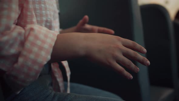 Unrecognized Teenager Gesturing Hands Talking with Friends